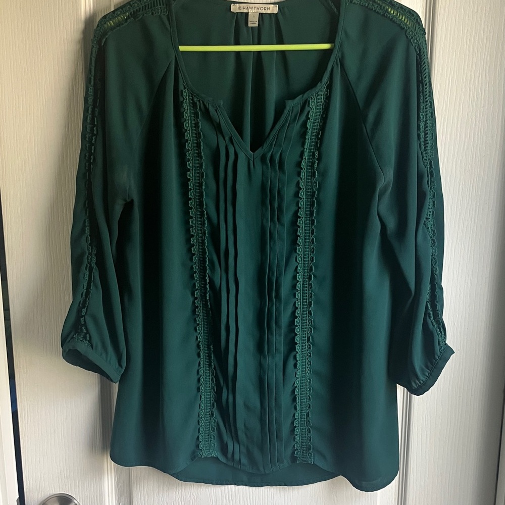 41 Hawthorn Deep Green Blouse M